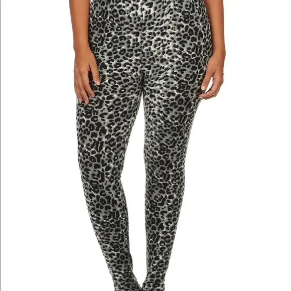 LEOPARD NEW WOWENS BLACK GRAY LEGGINGS PANTS BOTTOMS CASUAL PLUS SIZE 14 16 18 - Picture 1 of 5